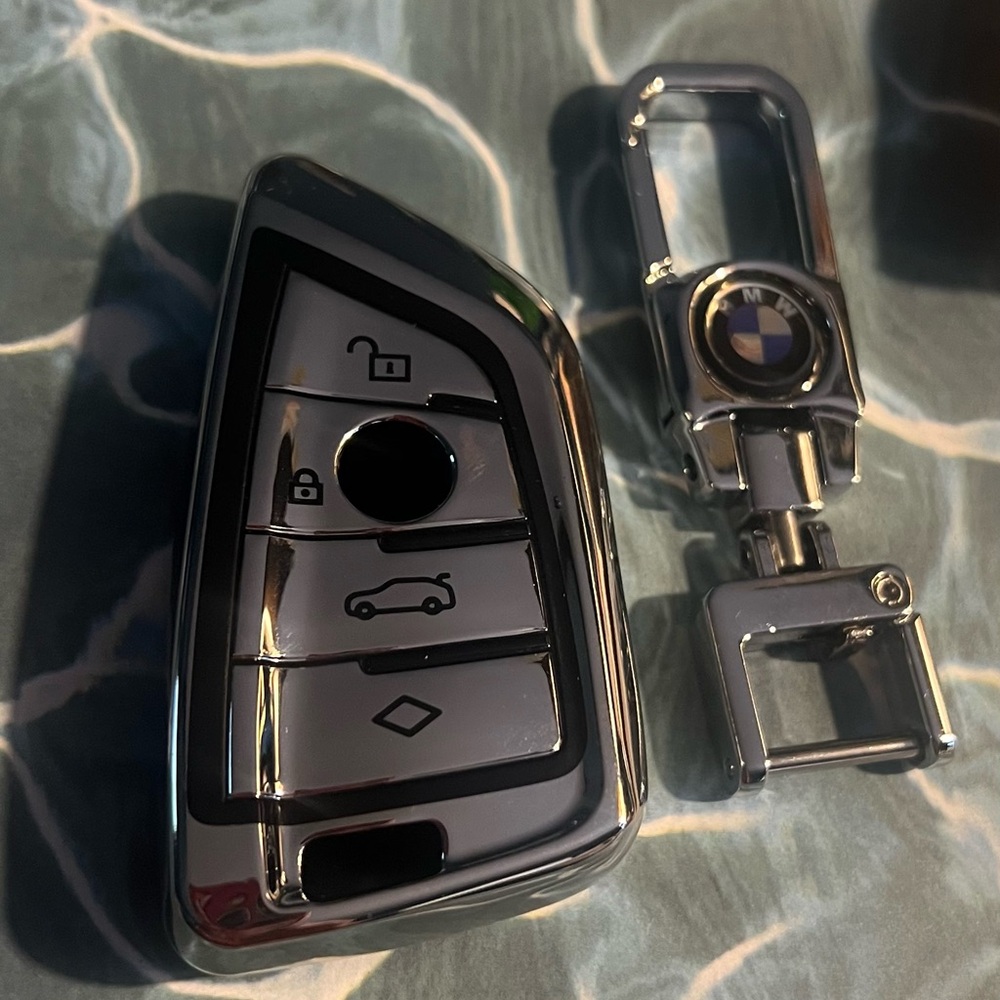 BMW Black and Silver Key Fob with Emblem Keychain